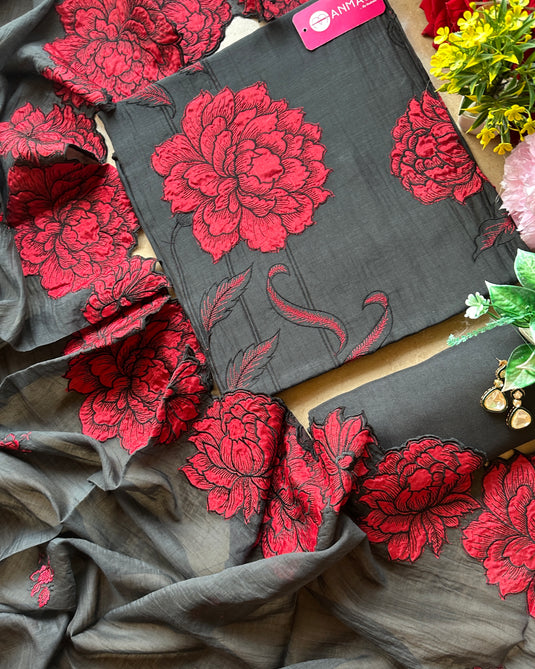 Embroidered cutwork pure mul suits