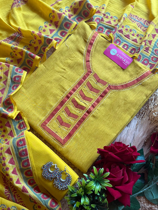 Soft and pure handloom with block print dupatta