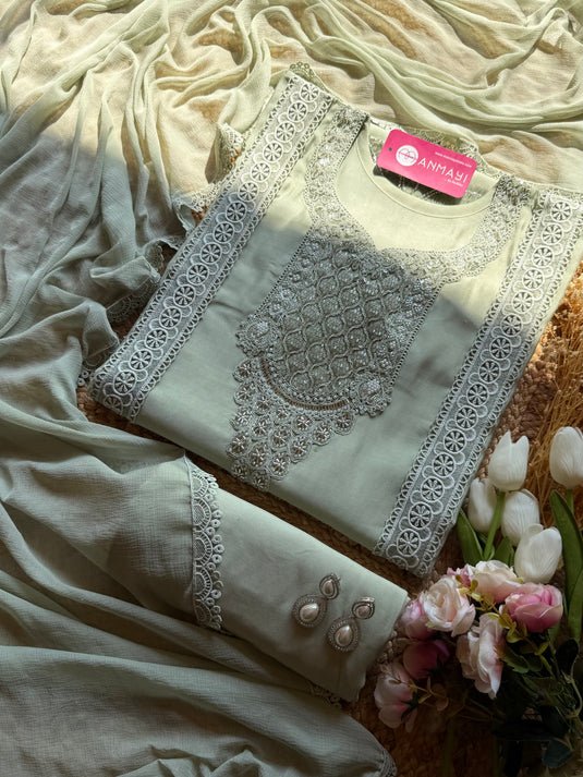 Pakistani Modal Crochet Embroidered Suit Set
