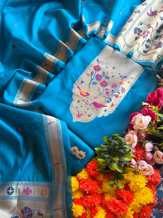 Jamdani silk gold garden suit set