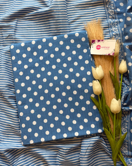 Polka dots and stripes soft Cambric cotton suit set