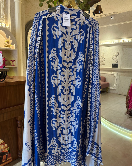 Pure muslin panel print suit with pearl details