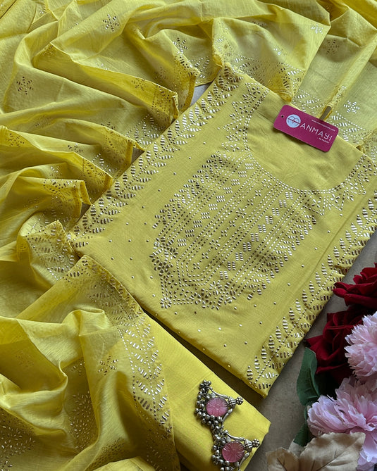 Mukaish festive Mul Chanderi suit set