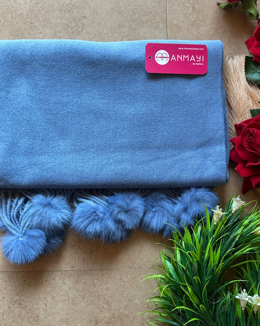 Hana plain Pom Pom soft stole