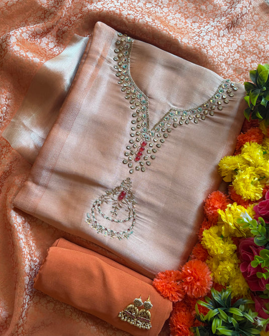 Kanjivaram Kundan work suit set