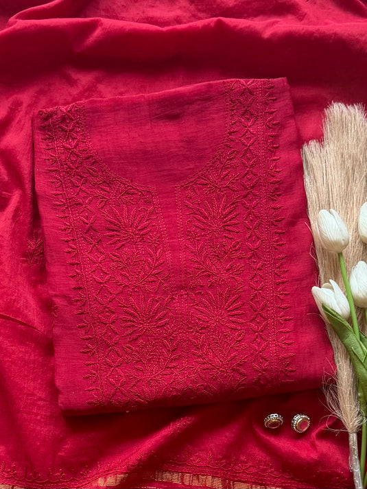 Bakhiya chikankari pure mul suit set