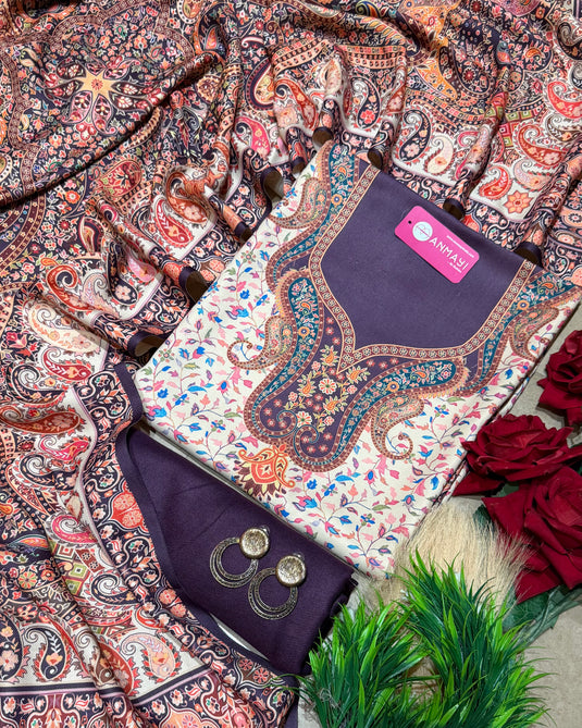 Combination digital kani print soft spun suit set