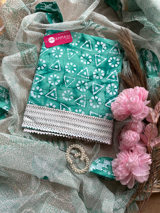 Authentic batik pure cotton suit with Kota patch work dupatta