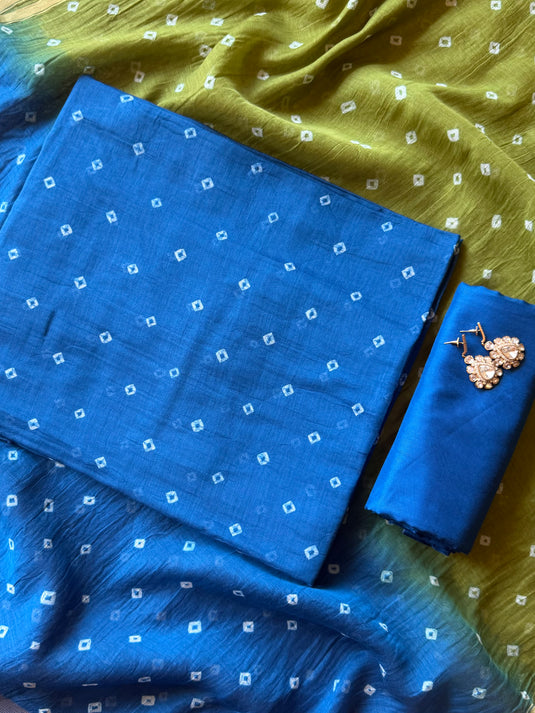 Badhani pure Mul suit set with zari weave dupatta