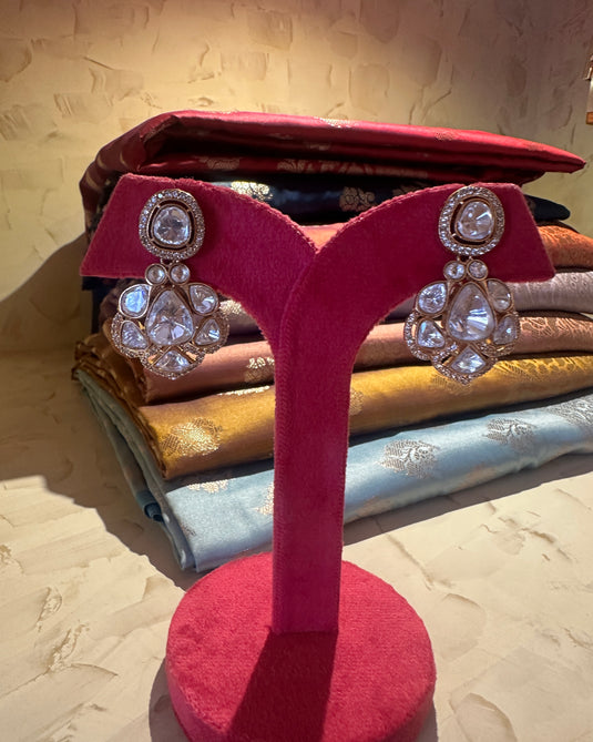 Kundan pear earrings