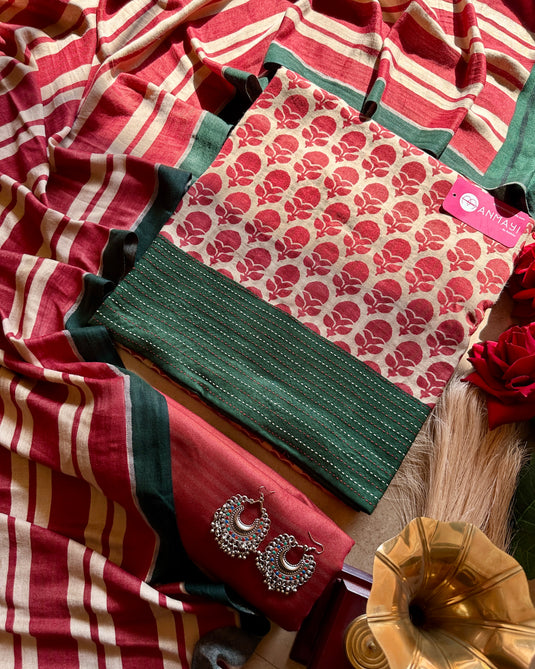 Abstract print pure pashmina suit set