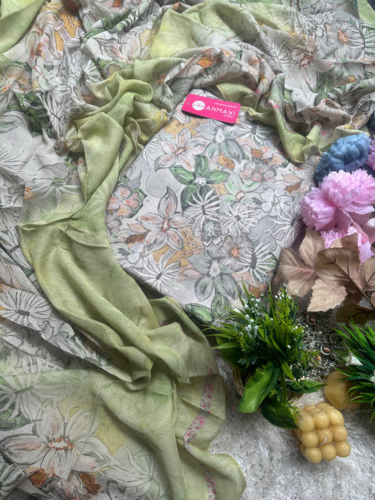 Dual Shaded alpine wool suit with Muslin Dupatta