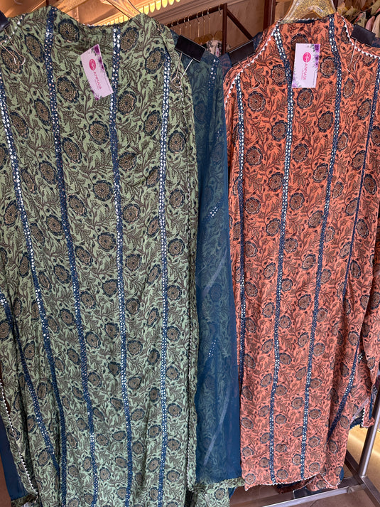 Article 1 semi crepe mirror work