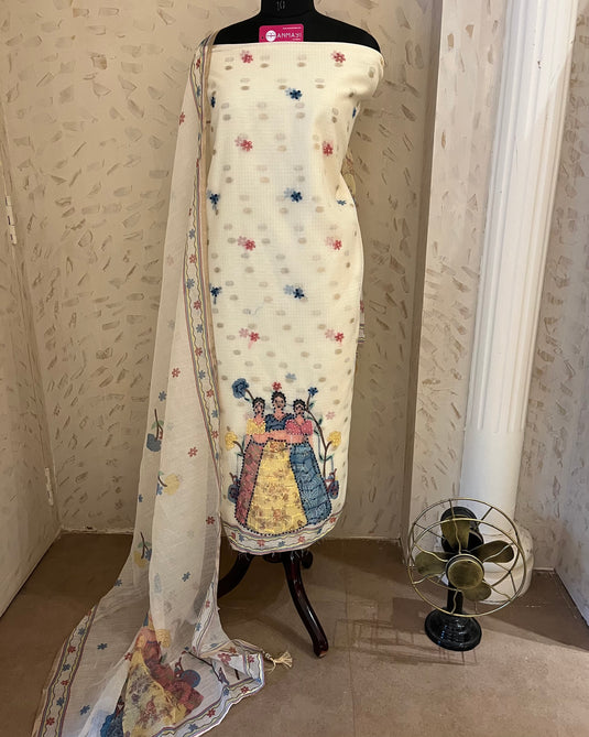 Sakhi Kota Banarasi suit set with knot work