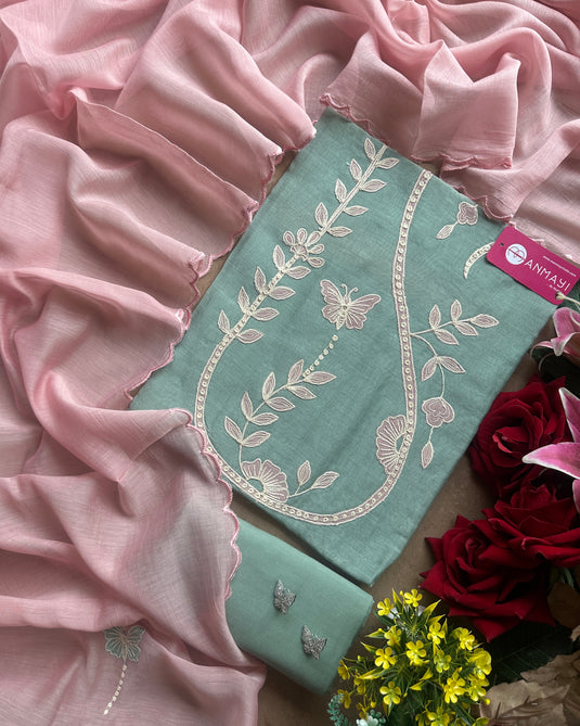 Appliqué butterfly pure mul combination suit set