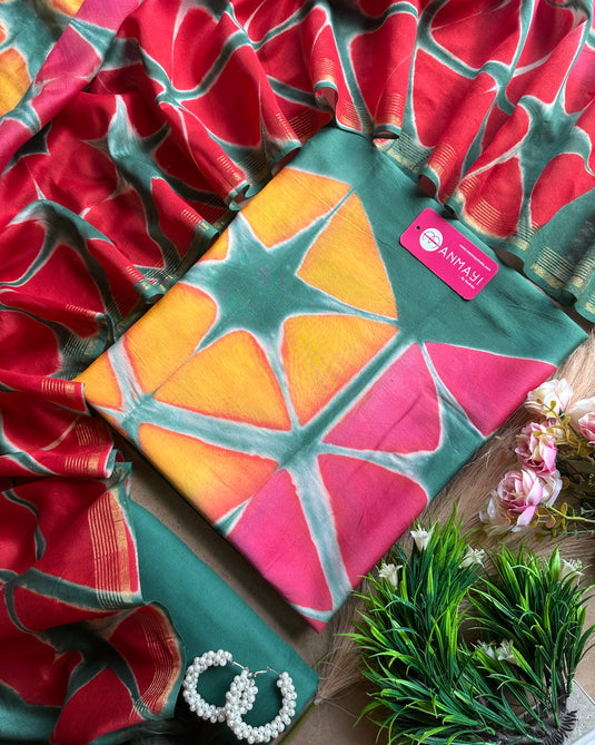 Shibori dye maheshwari suit set