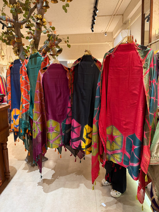 Shibori dye maheshwari suit set