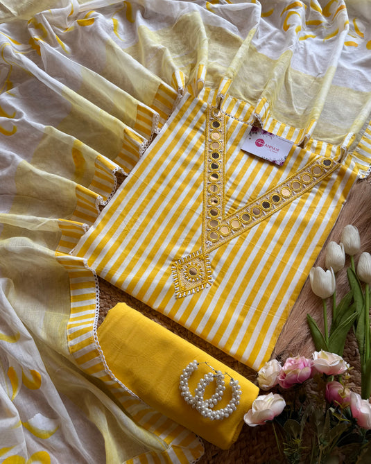 Candy Pop stripe cotton mirror neck suit set