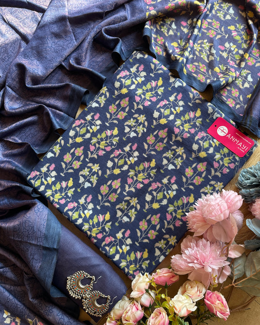 Block print pashmina suit set