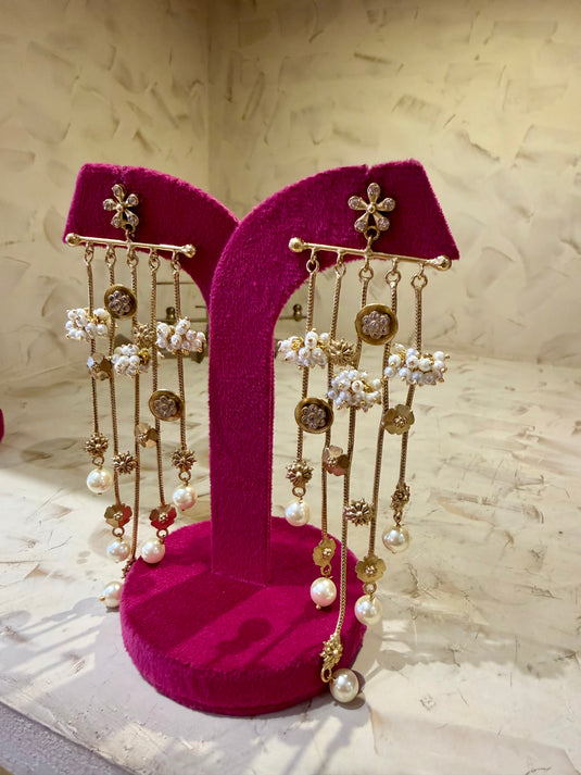 Grape pearl Kashmiri earrings