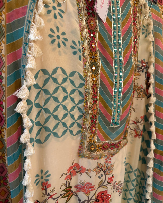 Assorted pure muslin digital print suit sets with highlights