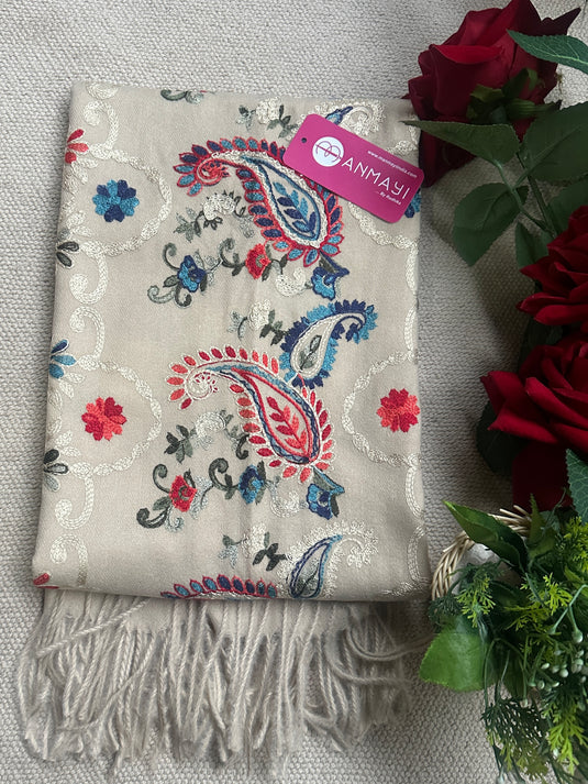 Coloured aari work soft stoles