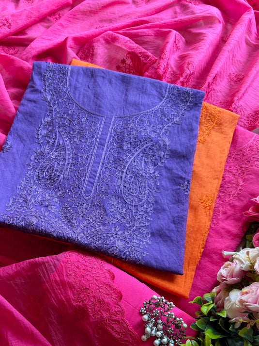 Self Aari Work festive Mul Chanderi suit set