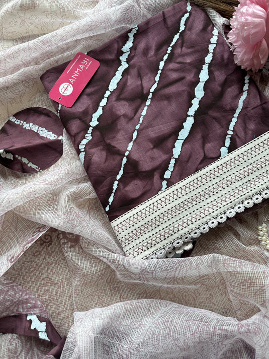 Authentic batik pure cotton suit with Kota patch work dupatta