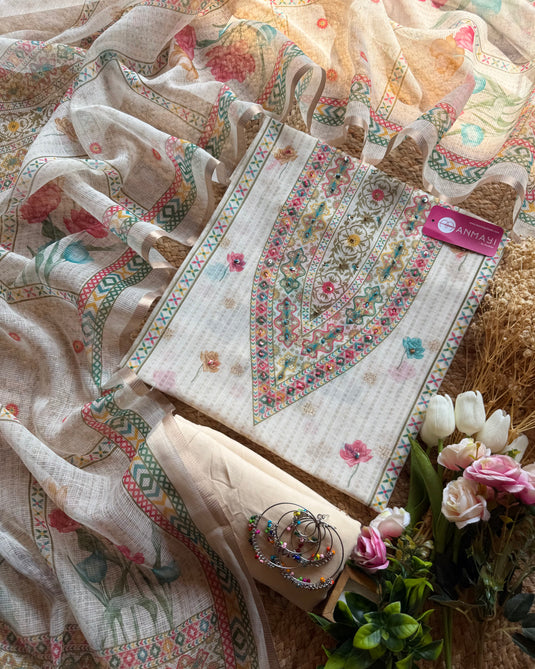 Kota Banarasi ivory fairy suit set