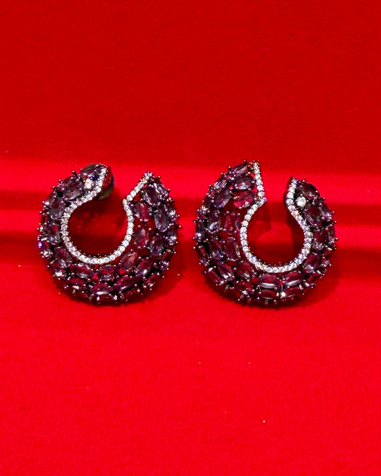 Metallic coloured stone hoops
