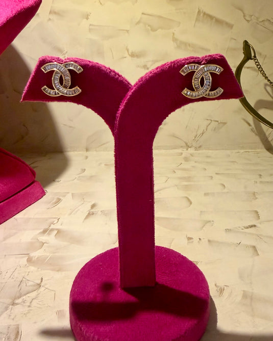 Channel diamond cut earrings