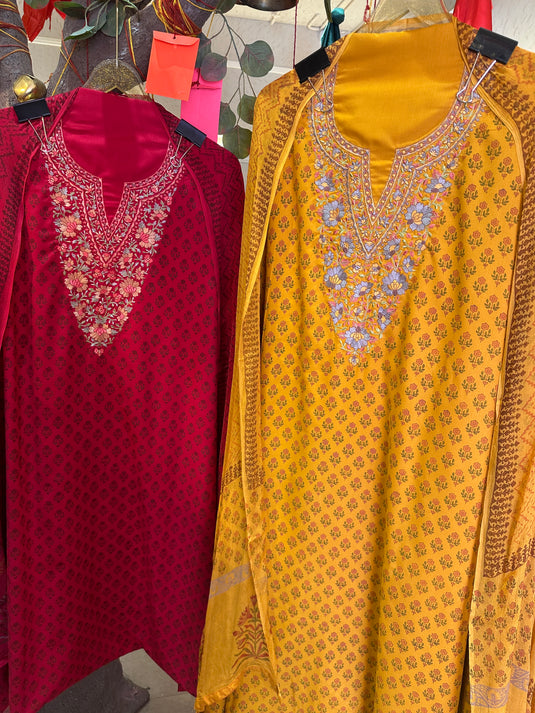 Organic cotton block print machine work suit set