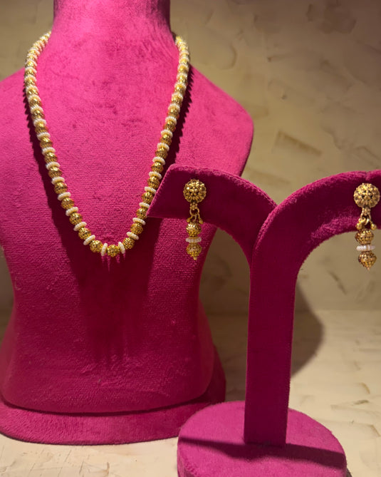 Golden rudraksh style maala with earrings