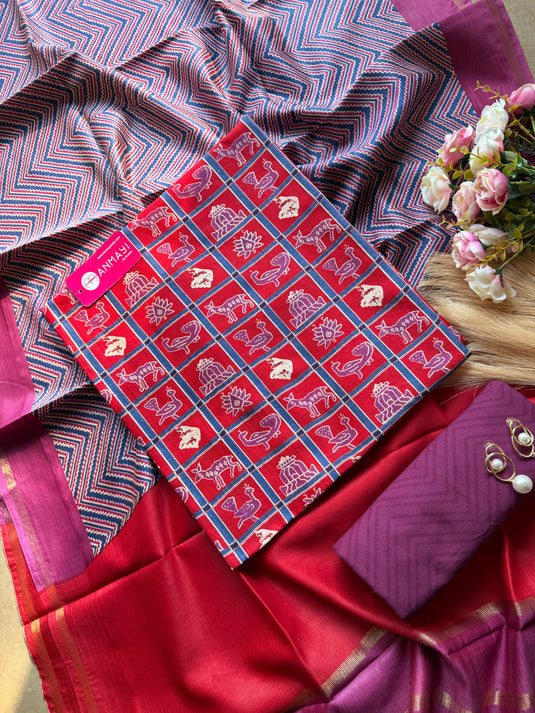 Patan Patola Print Maheshwari suit set