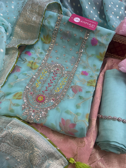 Pastel Banarasi with Kundan work suit sets