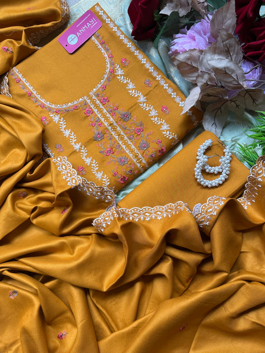 Machine Embroidered Pakistani Pure Pashmina Suits