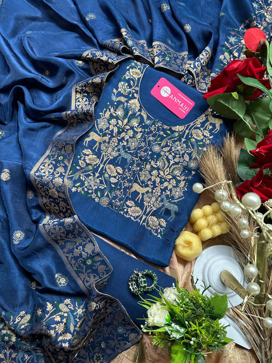 Vibrant and Pure dolla silk brocade work suit