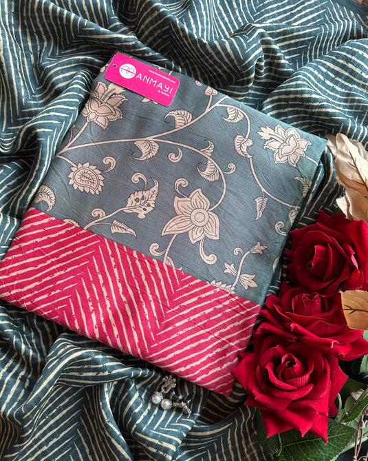 Pure Maheshwari digital prints fusion suit set