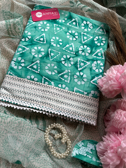 Authentic batik pure cotton suit with Kota patch work dupatta