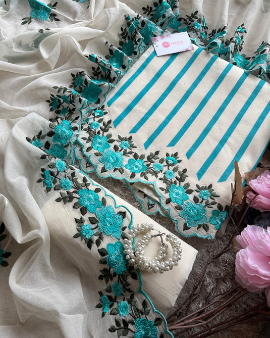 Stripes cotton Parsi work suit sets