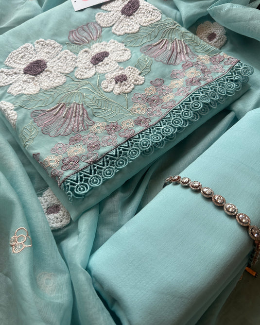 Wool work pure Mul cotton suit set