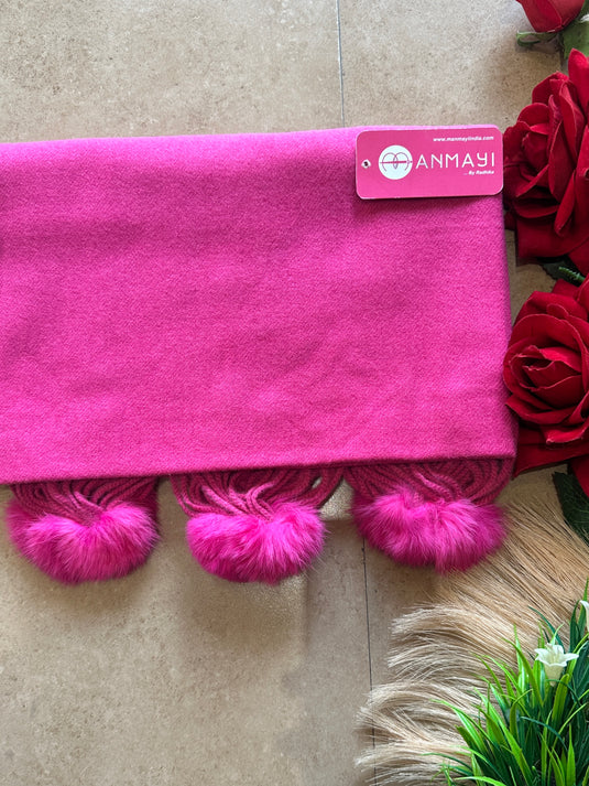Hana plain Pom Pom soft stole