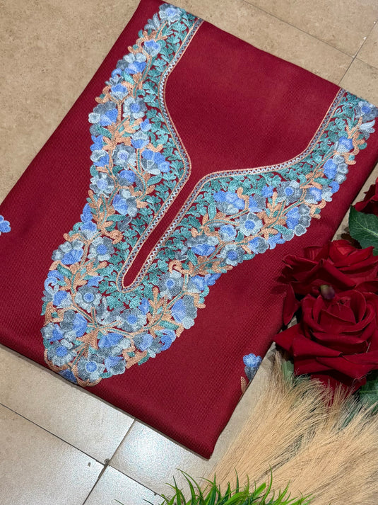Aari work unstitched kahsmiri coord set