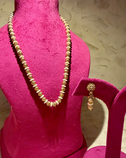 Golden rudraksh style maala with earrings