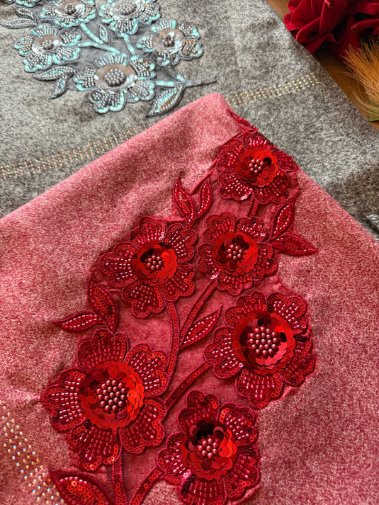 Seaquins patched soft wool stoles