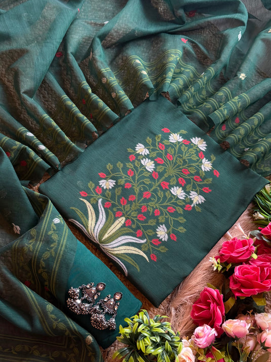 Jamdani Guldasta cotton silk suit set