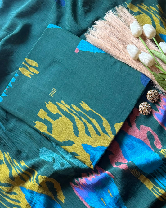 Tribal print Ikkat Patola pure Mul suit set