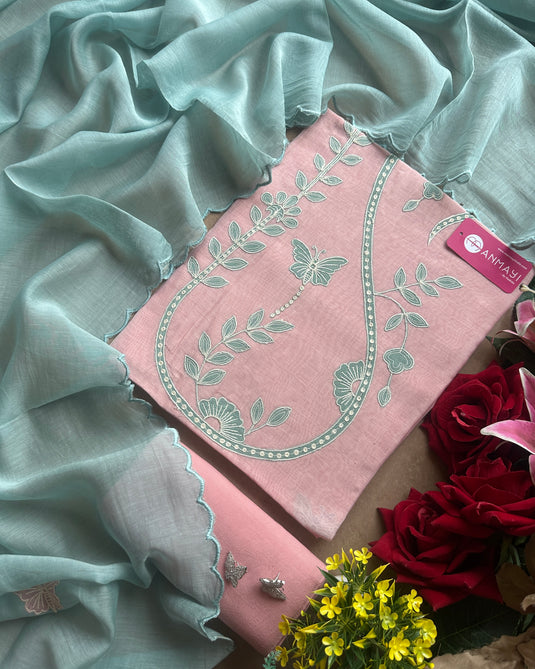 Appliqué butterfly pure mul combination suit set