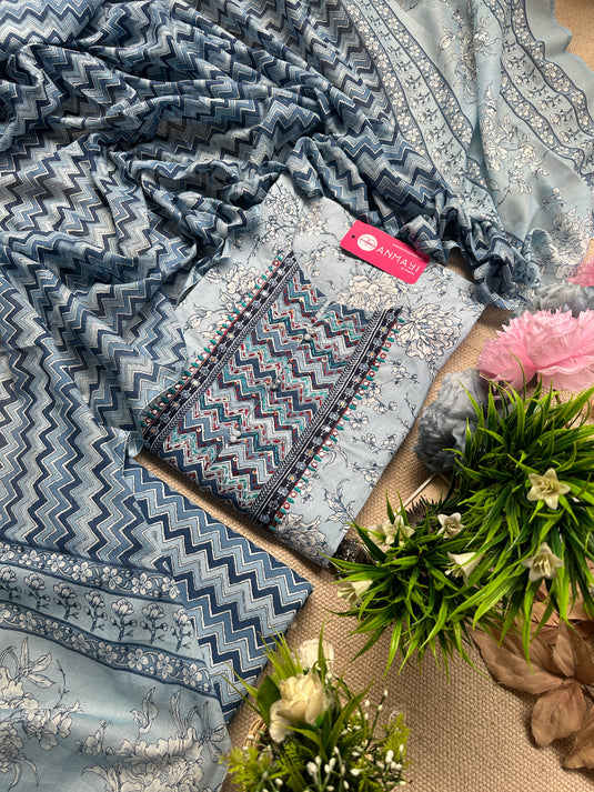 Pure cotton Jaipuri prints with knot work neck