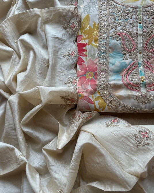 Modal floral print dori anarkali neck